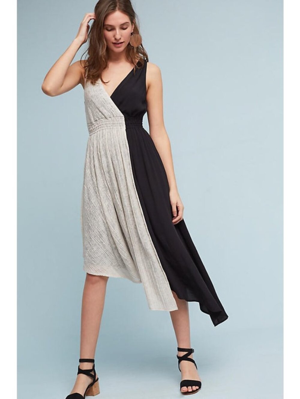 Anthropologie Maeve Elisabel Asymmetric Midi Dress Gauzy Flowy Size XS Women's